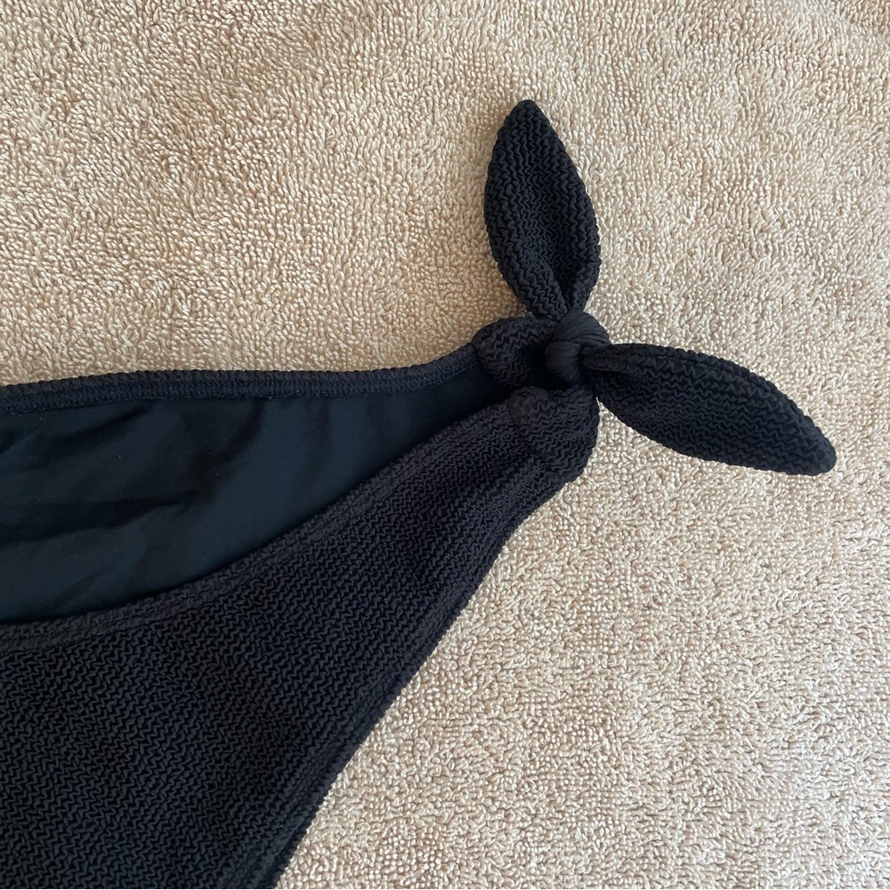 & Other Stories- Black Crepe Tie Up Bikini Minimalist Swimwear- Top 6 / Bottom 8 - Picture 13 of 15